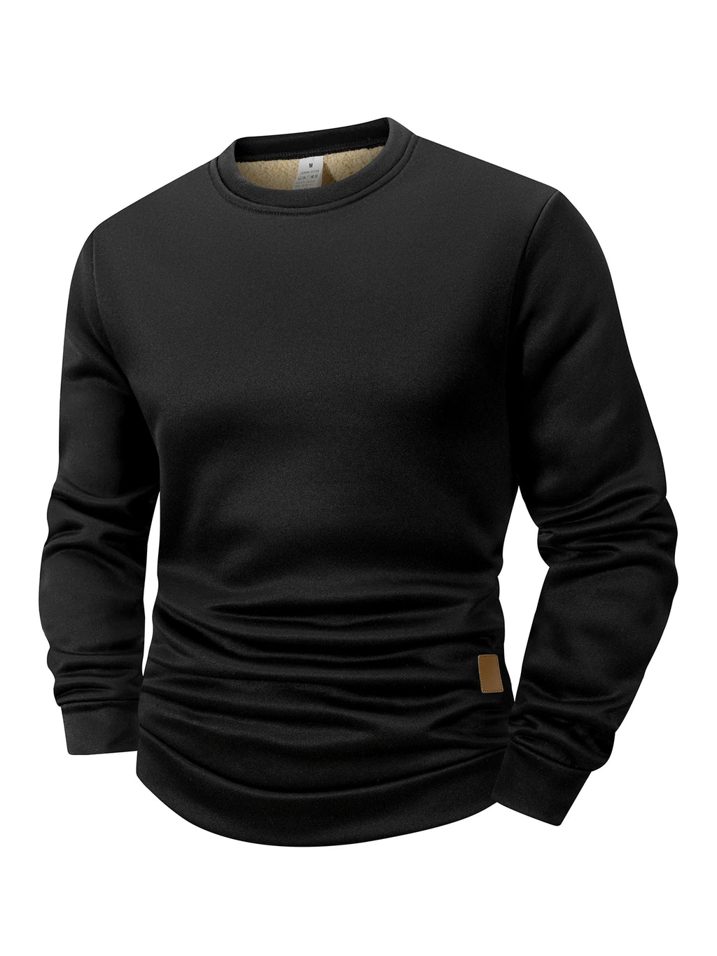 New Mens Round Neck Fleece Sweatshirt Solid Color Loose Casual Pullover Men Fashion Warm Long Sleeve Hoodies Men Clothing S-XXXL